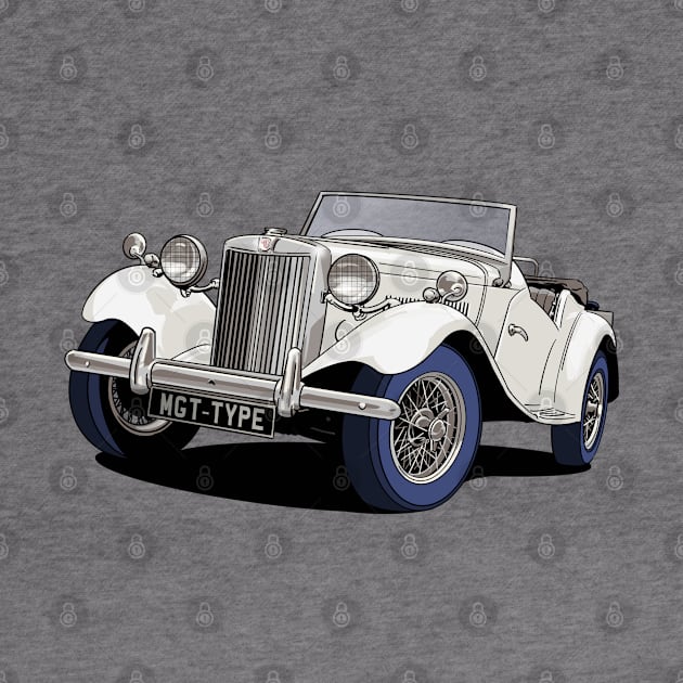 MG T-Type Classic British Sports Car in white by Webazoot